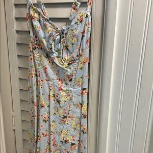 Haute Monde Light Blue Floral Maxi Dress